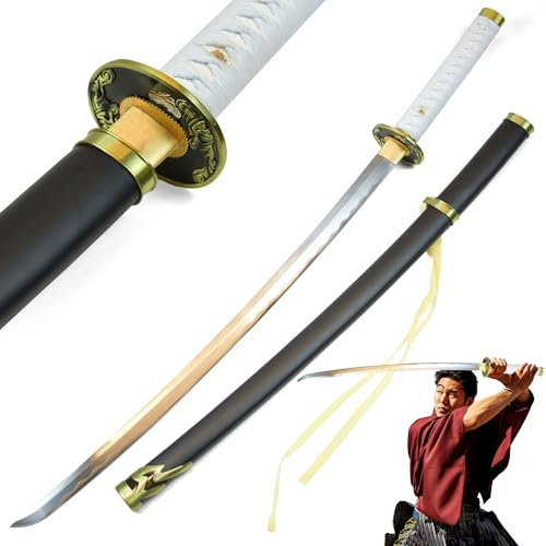 Swords and more Devil May Cry 3 - Yamato Schwert des Vergil, handgeschmiedet & gefaltet, Katana Schwert, Samurai Schwerter für Yamato Cosplay, Gaming Deko & Gamer Geschenk, mit Pflegeset und Ständer