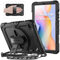 SEYMAC Coque pour Samsung Galaxy Tab S6 Lite 10,4 2024/2022/2020, Coque Antichoc avec Protecteur d'écran, Support Rotatif à 360°/Dragonne, Bandoulière, avec Porte-Stylo, Noir