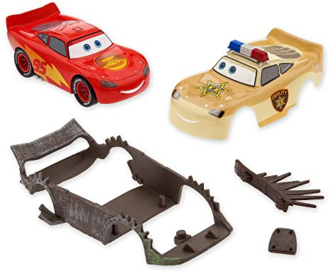 Disney Store Official Lightning McQueen Die Cast Set - Cars on The Road Toys - 1:43 Scale Disney Cars Diecast Vehicle with Road Warrior & Deputy Hazard Makeovers Accessories