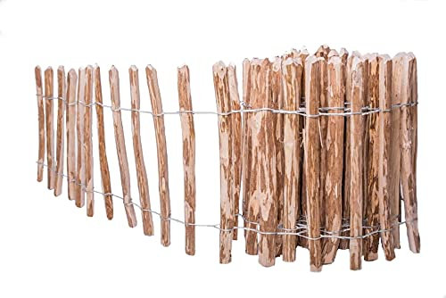 Sevico Staketenzaun imprägniert Haselnuss Holzzaun Haselnussholz Zaunlatte Rollzaun Kastanienzaun Gartenzaun 70 cm x 5m, Lattenabstand: 3-4 cm