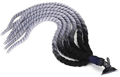 Helmzöpfe, 27,6 Zoll Helm Pferdeschwanz Frau Zöpfe Perücke mit Saugnapf für Motorradhelm für Damen Herren(Grau)