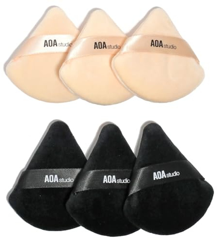 AOA Studio Velvet Puffs Makeup Puff Set of 6 Loose Powder Body Powder, Velour Makeup Blender Sponge Foundation Blending Sponges Set Beauty Makeup Tools(Black/Peach)