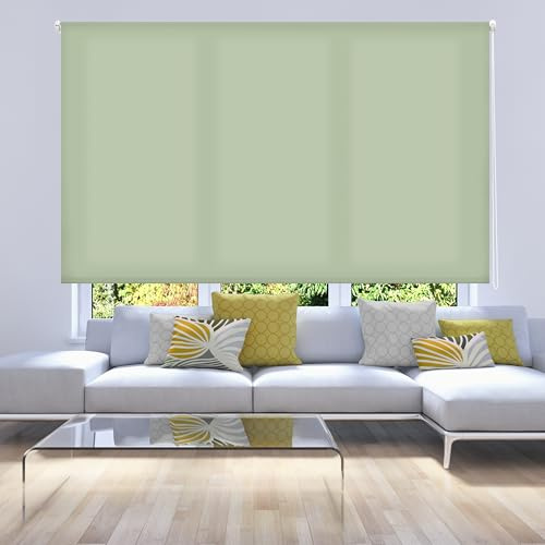 ECOMMERC3 | Estor Enrollable Translúcido Liso 120x175 Ancho x Alto - Estor Enrollable Medida Tela 117x170 - Estor Fácil Instalación a Pared o Techo - Estor Verde Pastel