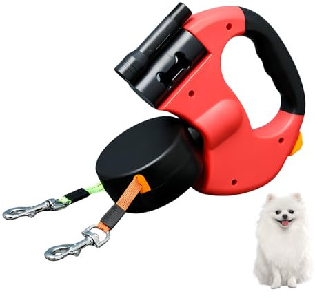 3 Meter Doppelte Einziehbare Hundeleine, Doppelköpfe Hundeleine für 2 Hunde, Doppelte Hundeleine, 360° Verhedderungsfreier, Anti Rutsch Griff, für Kleine und Mittelgroße Hunde