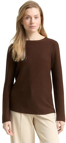 Tom Tailor Pull pour Femme 1016350, 27506 - Marron pétrole foncé, L