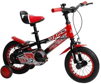 bicicletta da bambino racer dai 2 anni, misura 12 pollici, movimento centrale a sfera telaio bicolore rosso e nero