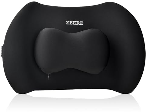 FESSOSKO Cojín Lumbar, Cojín Lumbar de Espuma Viscoelástica Negra, Cojins Lumbars Silla Oficina, Soporte Lumbar Silla para Coche, Almohada Lumbar para la Silla de Oficina y Asiento del Coche