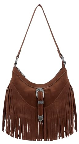 EVEOUT Bolso Bandolera con Flecos para Mujer de Ante Sintético,Estilo Occidental,Bolsos con Borlas Hippie para Axilas