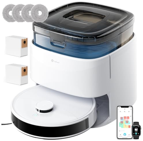 Lefant M3 Robot Aspirapolvere e Lavapavimenti con Mappatura, Laser dToF, Aspirazione 12000Pa, Doppio Mop Rotante, Lavaggio Mop 45°C, Autosvuotamento 3,2L, Evitamento PSD, Asciugatura, WIFI/App/Alexa