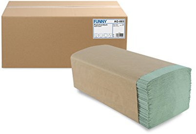 Funny Papierhandtuch, ZZ-Falz, 25 x 23 cm, 1lag, grün, 5000 Blatt, 1er Pack (1 x 1 Stück)