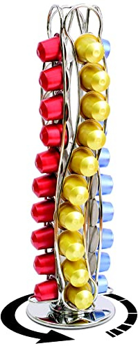 COBB INDUSTRIES® - Isis CH0016 - Porte Capsules Distributeur Présentoir Rotatif pour 40 capsules Nespresso Acier chromé