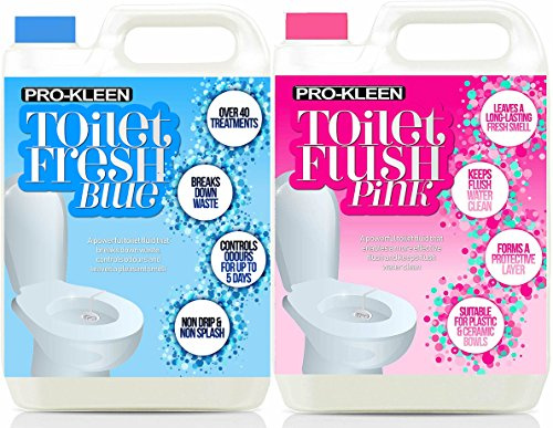 Pro-Kleen Toilet Fluid and Rinse Chemical Solution Cleaner for Caravan and Motorhomes - 5L Blue and 5L Pink