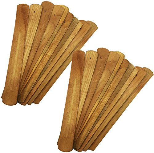 TRENDBOX 20pcs Handmade Plain Wood Wooden Incense Stick Holder Burner Ash Catcher Natural Design Buddhist