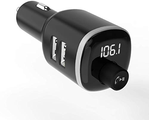 Scosche BTFM4-SP1 BTFREQ Universal Bluetooth Handsfree Car Kit with FM Transmitter and Dual USB Ports, Black