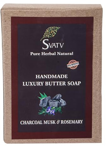 SVATV Handmade Seife with natural, soothing herbs of Charcoal Musk & Rosemary Traditional Ayurvedic Herbal Seife bars all skin types - 125g
