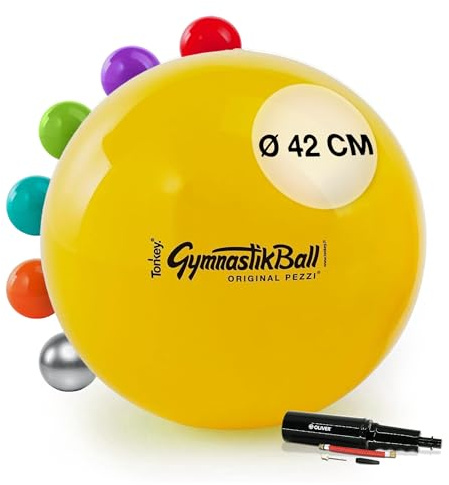 PEZZI Pezziball Ballon de siège standard avec pompe Jaune 42 cm