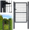 Aufun 150 x100cm Gartentür Gartentor für Stabmattenzaun Hoftor Zauntür Gartenpforte Inkl. Schloss, Pfosten und Befestigungsmaterial, Zauntor, Zauntür, Gartenzaun, Anthrazit