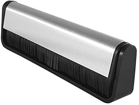 CZ Store Vinyl Record Brush -✮✮LIFETIME GUARANTEED✮✮- Scratchproof Anti-Static Carbon Fibre Bristles, Gramophone Disc Groove Cleaner, Foldable Handle - Compact Dust, Lint Dry Duster