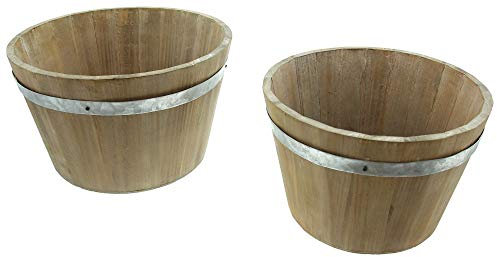 Blumentopf, Pflanztopf, Pflanzkübel Holz, Blumentopf, im 2er Set Ø 23 x 15 cm, Ø 28 x 16 cm
