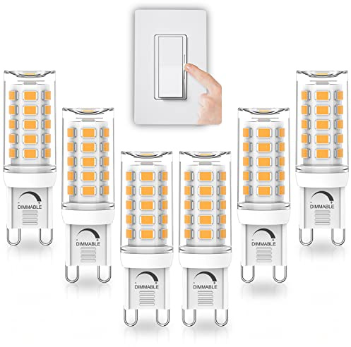 YUIIP G9 LED Bulb Dimmable, 4W, 40W Halogen Equivalent, 3000K Warm White, AC 120V G9 Bi Pin Base Light Bulbs, 380LM, No Flicker, 360° Beam Angle, Pack of 6