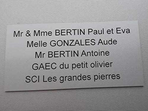 Gravure Discount Polychlorure de vinyle, plaque ou etiquette boite aux lettres 5 lignes - argent 100x50mm