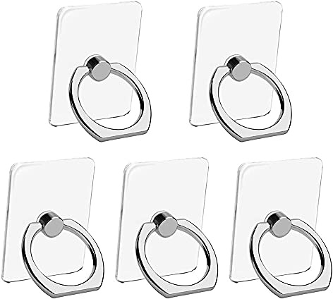 VOVIGGOL 5 Pezzi Trasparente Supporto per anello per cellulare Universale Cellulare Anello Rotazione 360° Gradi Smartphone Ring per iPhone, Samsung, Huawei, Tutti Gli Smartphone e Tablet