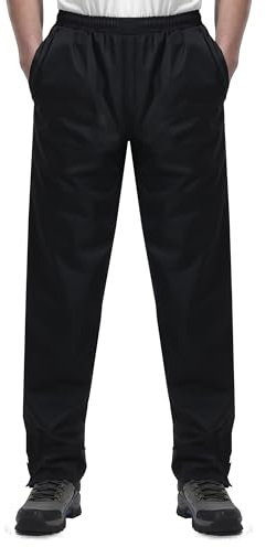 iCreek Men's Rain Pants Waterproof Over Pants Windproof Lightweight Hiking Pants Work Rain Outdoor for Golf, Fishing (Black, X-Large/32 Inseam)