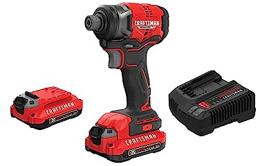 CRAFTSMAN V20 Cordless Impact Driver, 1/4 inch, Battery and Charger Included (CMCF813C2)
