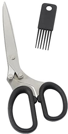 Ideen mit Herz Tijeras de flecos con 5 cuchillas | acero inoxidable | 19 cm x 8 cm | Incluye peine de limpieza | Tijeras para manualidades y hierbas