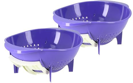 Lantelme 2 Stück Küchensieb Ø 24 cm mit Auslauföffnung – Abtropfsieb Seiher für Pasta Nudeln Spaghetti Salat Gemüse – Spülmaschinengeeignetes Nudelsieb Abtropfschüssel aus robustem Kunststoff