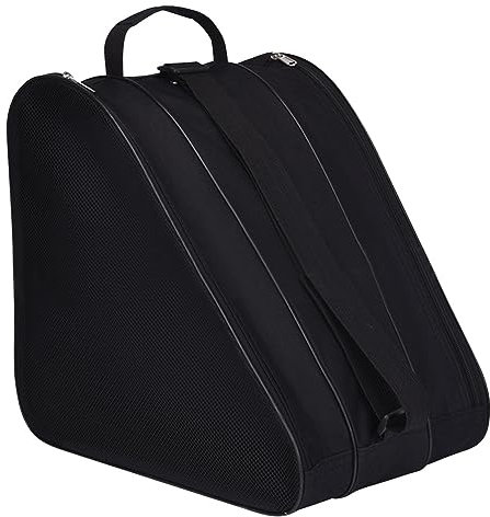 AMZLORD Skate Bag Schlittschuh Tasche mit Henkeln, Eishockey-Bag mit Reißverschluss & Fächern Verstellbarem Trageriemen Aufbewahrungstasche for Eislaufschuhe mit Netztaschen (Schwarz)