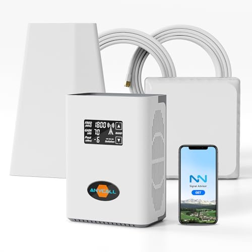 ANYCALL Amplificador de Cobertura Movil para Hogar y Oficina 4G LTE 3G gsm Repetidor Señal Movil Compatible con Movistar Orange Yoigo en Banda 1, 3, 7 y 20