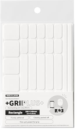 Halkfria greppklistermärken GRIPLUS rektangel (vit, 100 × 148 mm) – återanvändbar självhäftande dyna för skrivbord, telefon, mus, kontor, multifunktion