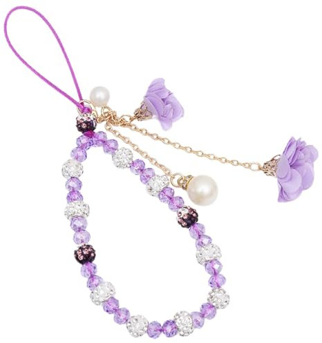EAVUYIS Cadena Para TeléFono Celular Cordon Móvil Colgante Móvil para Teléfono Celular Cadena de Acrílico Bohemio para Celular Correa de muñeca Cordón Móvil Cadena de Teléfono Telular,Violeta