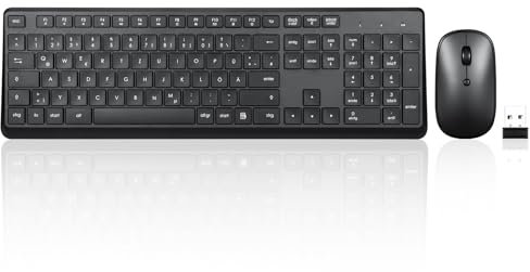 Perixx PERIDUO-716, Kabellose 2,4-GHz Tastatur-Maus-Set, Standardgröße - Schwarz, Deutsches QWERTZ