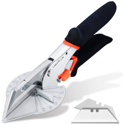 LeafLux Replaceable Blade Miter Shears, Multifunctional Trunking Shears for Angular Cutting of Moulding, Trim,Weather Stripping, Adjustable at 45 to 135 Degrees, Including 10 Replacement blades|3102S