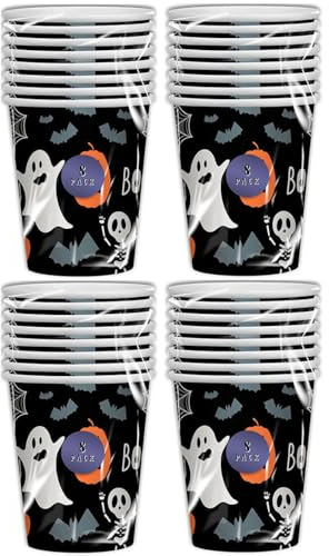 PD Outlet Halloween Cute Spooky Ghosts Kids Design Paper Cups � Adorable & Sturdy Disposable Cups for Parties | Eco-Friendly (32)