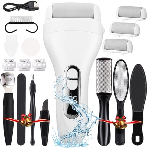 Hornhautentferner Elektrisch mit 2 Ersatzrollen,IPX7 Wasserdichte Callus Remover für Rissige Fersen, Abgestorbener, Hornhaut entfernen,Hornhaut Entfernen Fuß Elektrisch