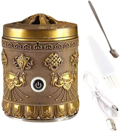 LOVIVER Brûleur d'encens électrique ornement cadeau d'anniversaire arrêt automatique décoration porte-encens pour salon chambre, Bronze
