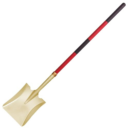 WEDO Pala cuadrada sin chispas con hoja recta, pala de transferencia de cuello largo doblado, pala de excavación de 1530 mm con mango de fibra de vidrio antideslizante, bronce de aluminio, estándar