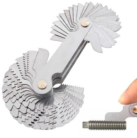 52 Blätter Edelstahl Gewindelehre,Messkeil,Metrisch 60Grad 0,25-6,0 mm Und Whitworth Gewinde 55Grad 4G - 62G Gewindeschablone Feingewinde Messwerkzeug, Metrisch 24blatt Und Zoll 28blatt