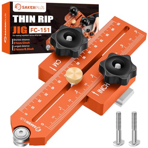 Thin Rip Jig Table Saw Jig Guide, Thin Rip Jig for Repetitive Narrow Thin Strip Cutting, Fits for 3/8 x 3/4 T Slot, Woodworking Tool Fast Thin Ripping Guide for Table Saw Band Saw Router