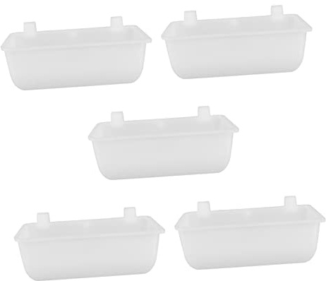 ibasenice 5pezzi Mangiatoia Per Pappagalli Ispessita in Plastica Sicura Bianchi Facile Da Appender e Pulire Accessori Per Gabbia Per Piccioni
