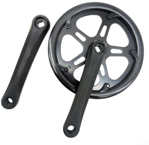 Honseadek Kurbelgarnitur aus Aluminiumlegierung, Vierkantloch, 48T, 165 mm, Singlespeed, kompatibel mit Klappfahrrädern, E-Bikes und Fixed Gear Bikes, schwarzes Finish (SKU SKU)