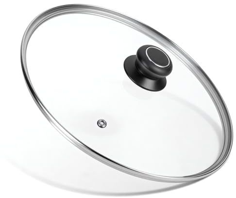 12 Inch Tempered Glass Lid for Frying Pan & Skillet - Premium Heat-Resistant Cover with Stainless Steel Rim, Compatible with Lodge Cast Iron Pans