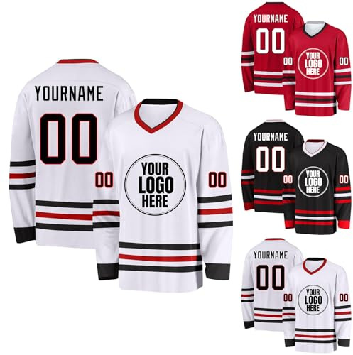 Camisetas de Hockey Personalizadas,Camisetas de Hockey en Blanco Que se Pueden Personalizar con Equipo/número/Nombre,Camisetas de Hockey para Hombres, Mujeres, Adolescentes y niños