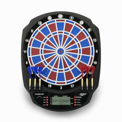 Carromco TOLEDO-301 Dartboard elektronisch – Dartscheibe mit LCD Display, 2-Loch Abstand, 43 Spiele & 320 Varianten, Dart Set für bis zu 8 Spieler, inkl. 6 Softdarts