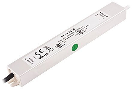 Alimentador transformador para tiras de luz led (30 W, 2,5 A, 220 V 12 V CC, IP67) Estabilizado. Impermeable