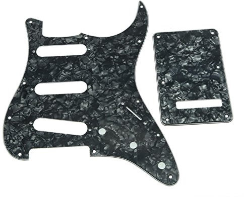 KAISH Schlagbrett im ST/Stratocaster-Stil, 11 Löcher, SSS, mit ST-Rückplatte, Tremolo-Abdeckung für USA/Mexiko-Stratocaster/Strat, Black Pearl