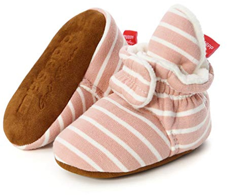 Botas de Niño Calcetín Invierno Soft Sole Crib Raya de Caliente Boots de Algodón para Bebés (6-12 meses, Raya - Rosado, Tamaño de etiqueta 12)
